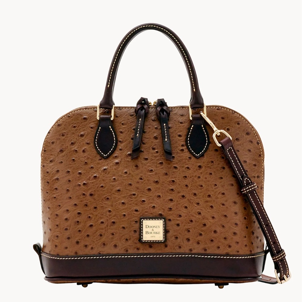 Dooney and Burke Ostrich Zip Zip Embossed Satchel Crossbody